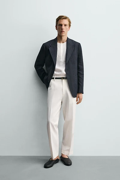 100% LINEN STRIPED BLAZER