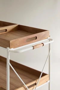 FOLDING METAL AND WOOD SERVING CART