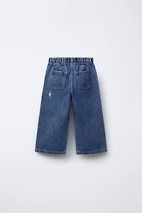 FLUID RIPPED WIDE LEG JEANS