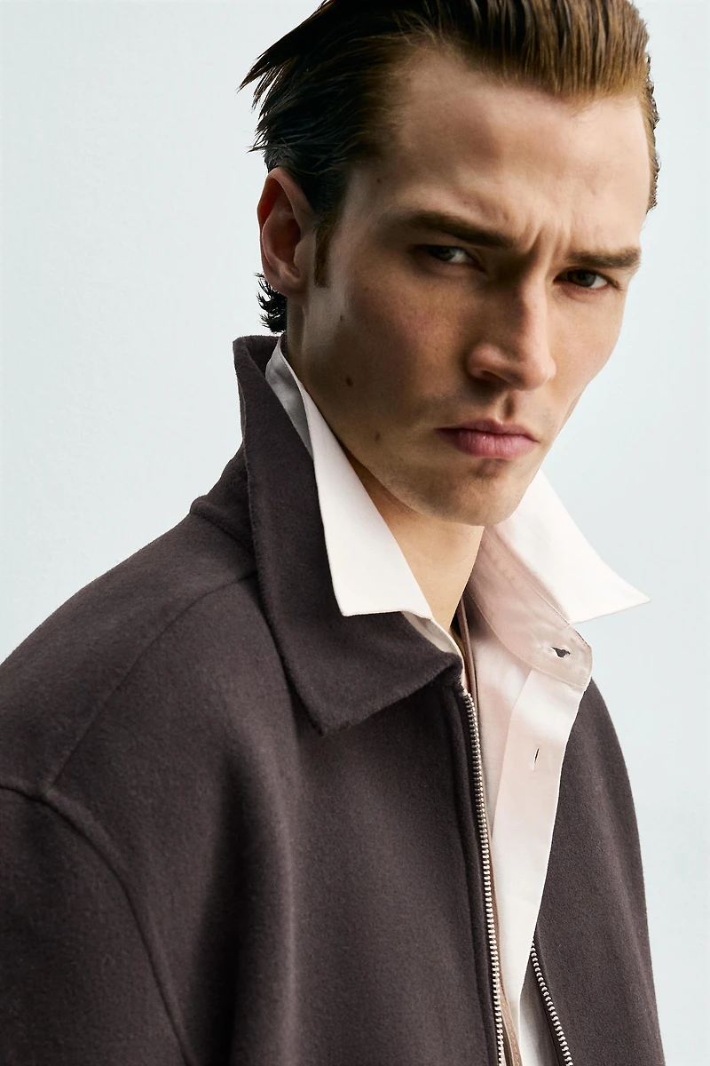 BLOUSON COUPE BOXY AVEC LAINE