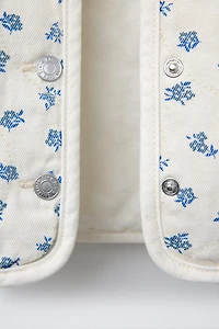 GILET EN SERGÉ À FLEURS
