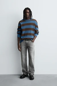 STRIPED PURL KNIT SWEATER