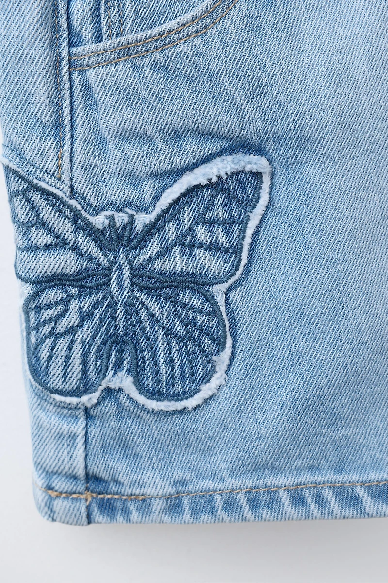 BUTTERFLY DENIM BERMUDA SKIRT