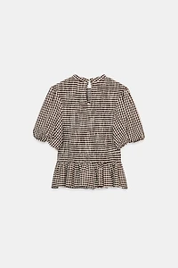 GINGHAM SMOCKED TOP