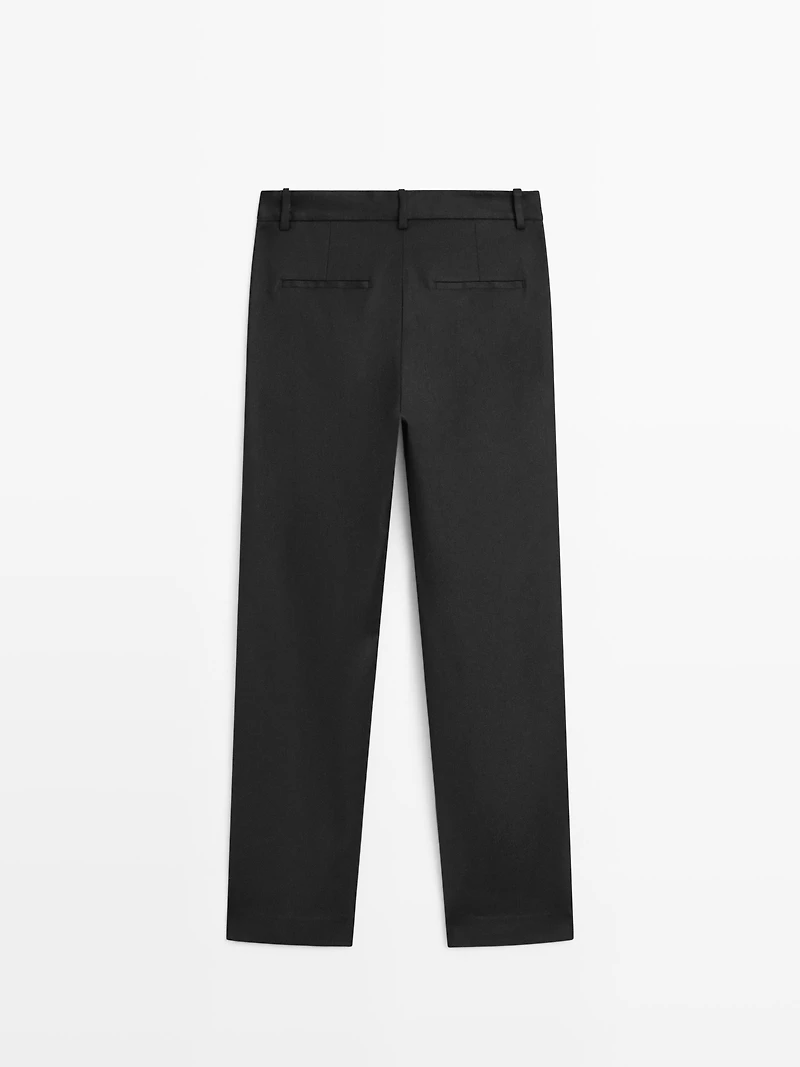 Straight-leg linen blend trousers