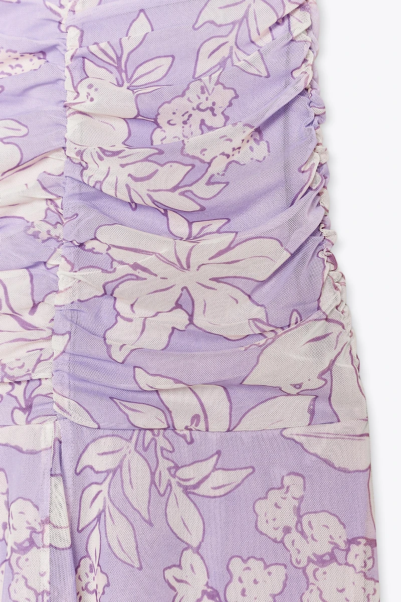 PRINTED TULLE MAXI DRESS