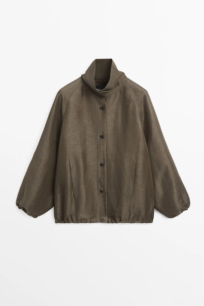 Veste bomber en lin et soie
