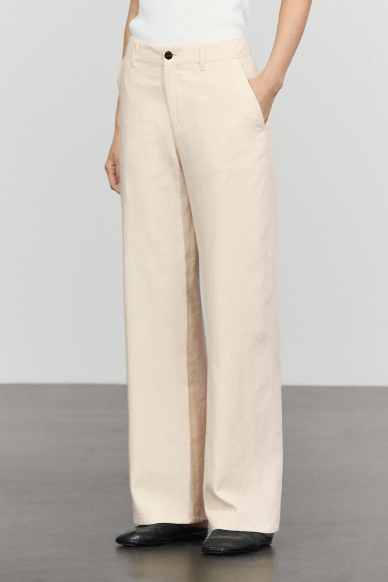 Linen blend relaxed fit pants