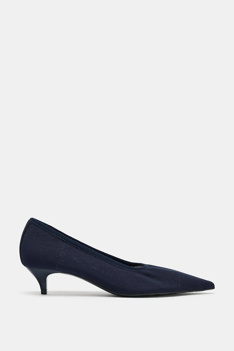 MESH KITTEN HEEL SHOES