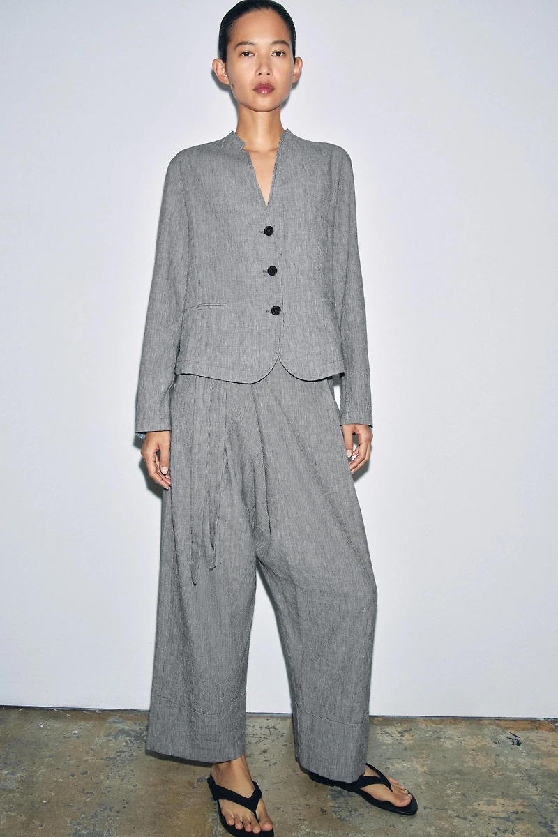 HOUNDSTOOTH LINEN BLEND BLAZER ZW COLLECTION