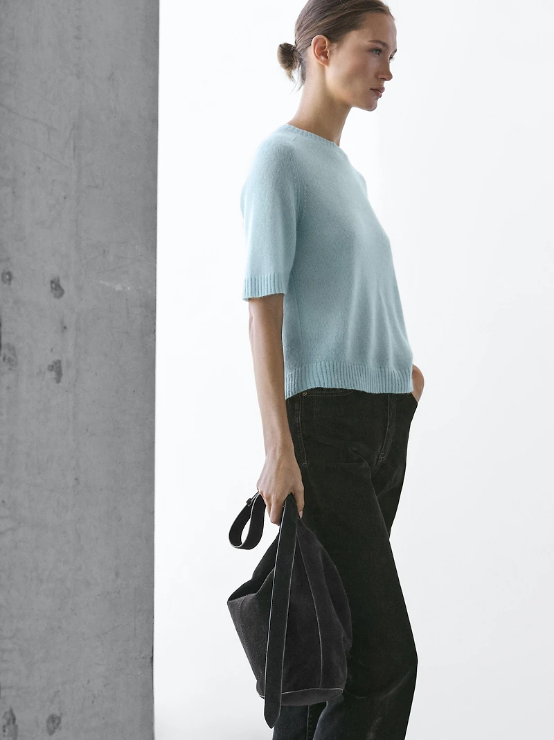 Pull manches courtes alpaga en maille