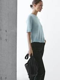 Pull manches courtes alpaga en maille