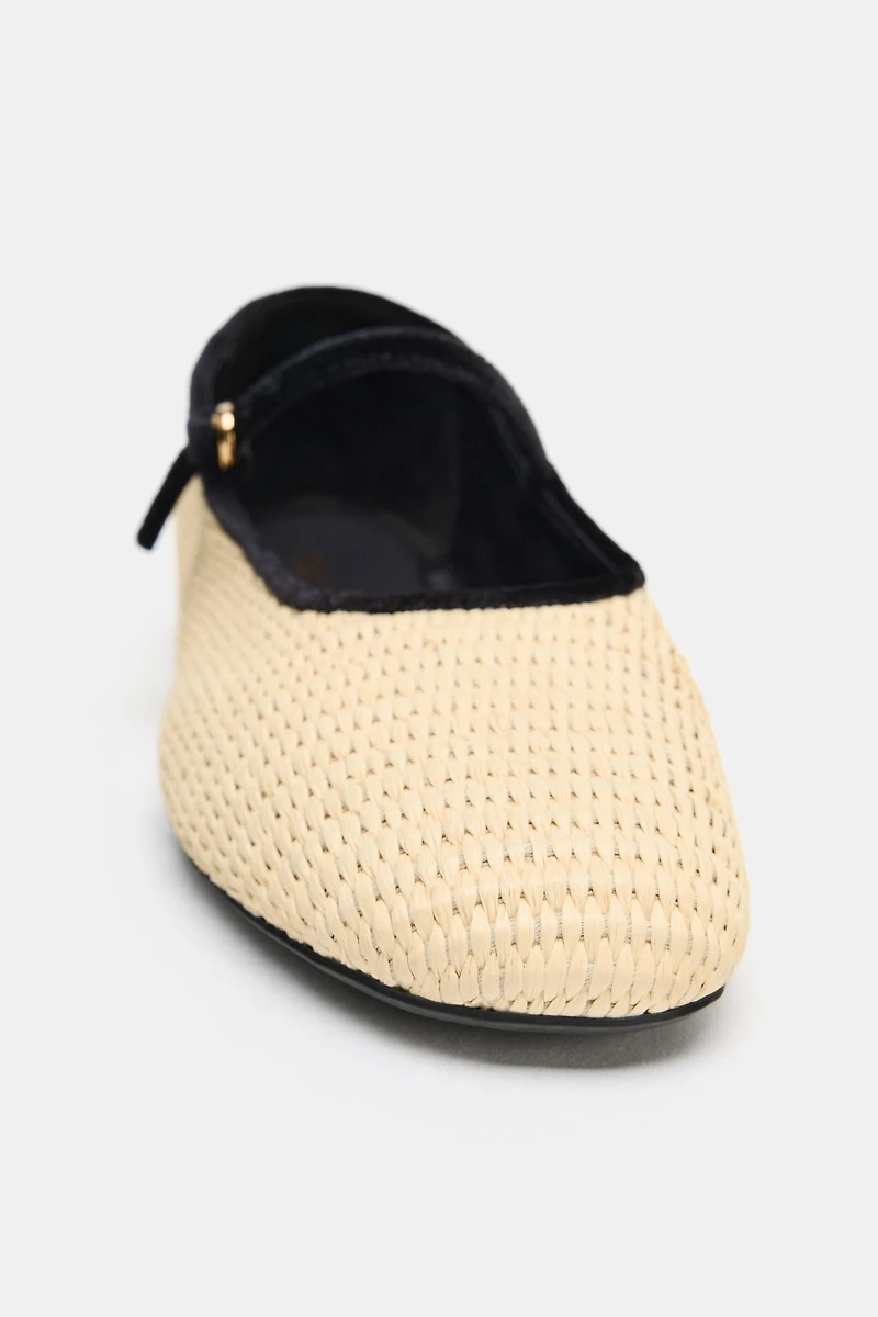 CONTRAST BRAIDED EFFECT BALLET FLATS