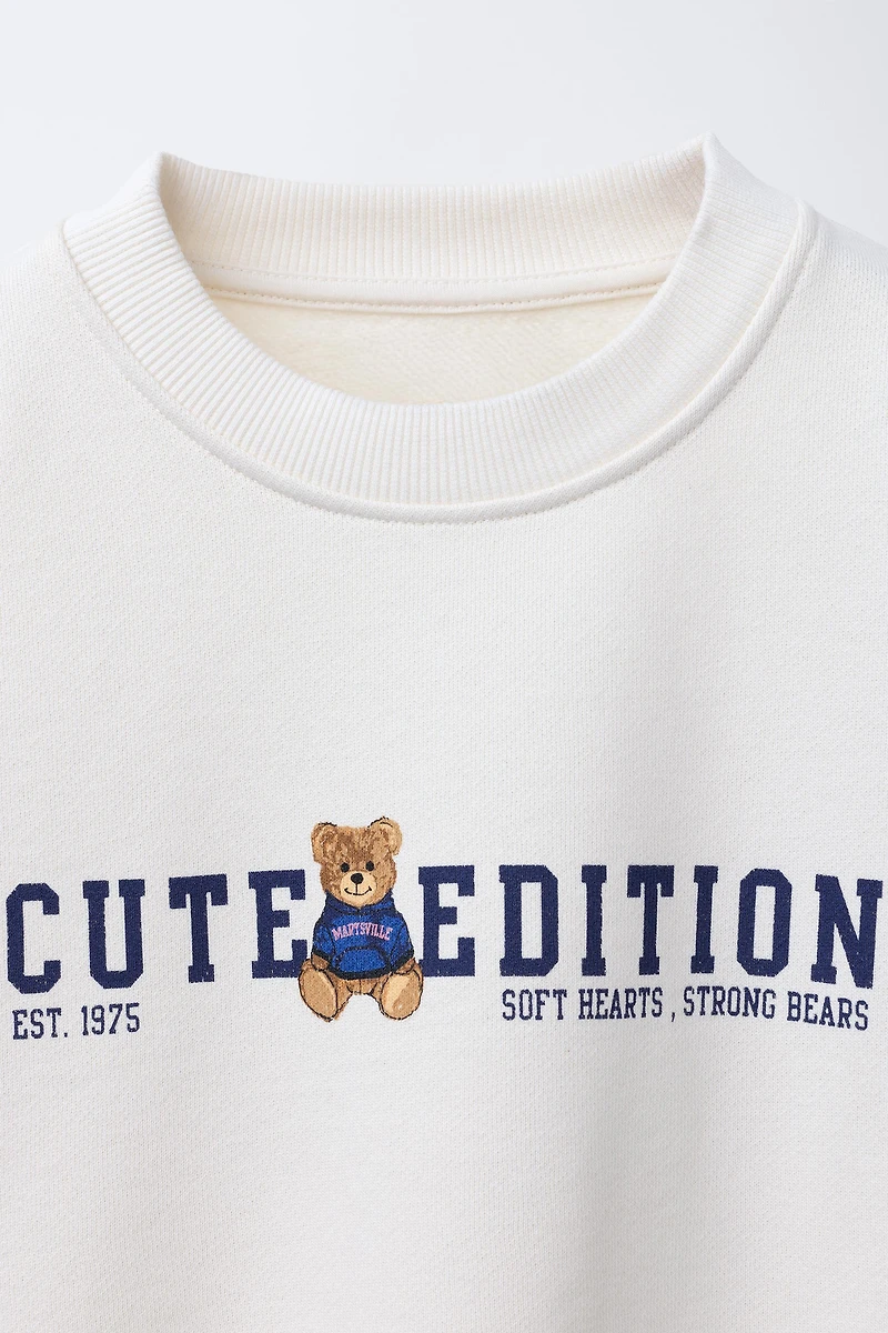 TEXT AND BEAR PRINT SWEATSHIRT