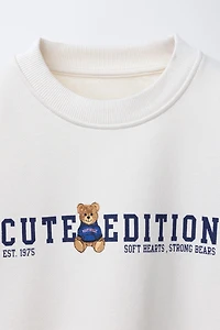 TEXT AND BEAR PRINT SWEATSHIRT