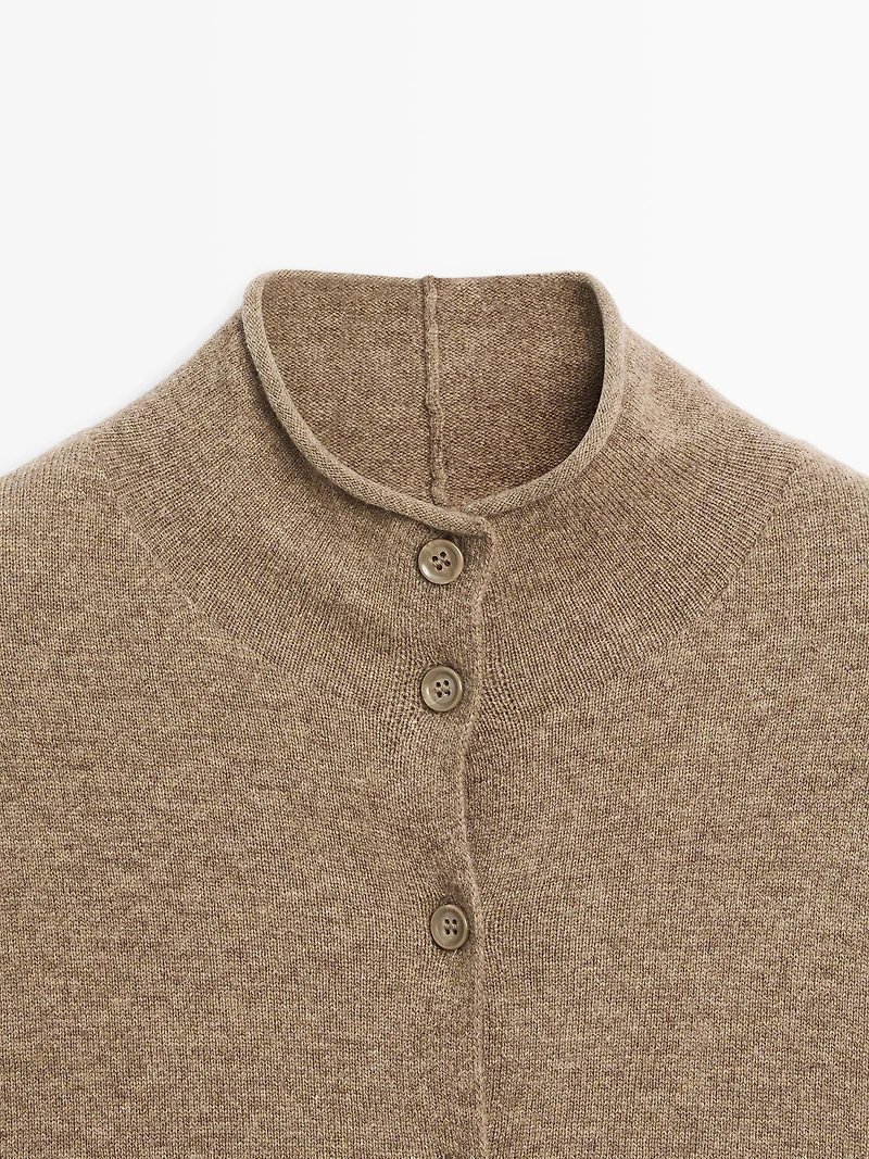 Cardigan à col montant 100 % laine