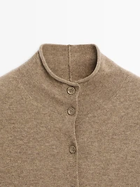Cardigan à col montant 100 % laine