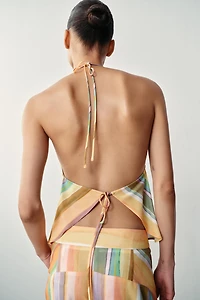 STRIPED HALTER TOP