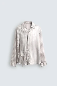 FLOWY STRIPED TIE SHIRT