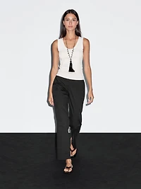Straight-leg cotton blend trousers