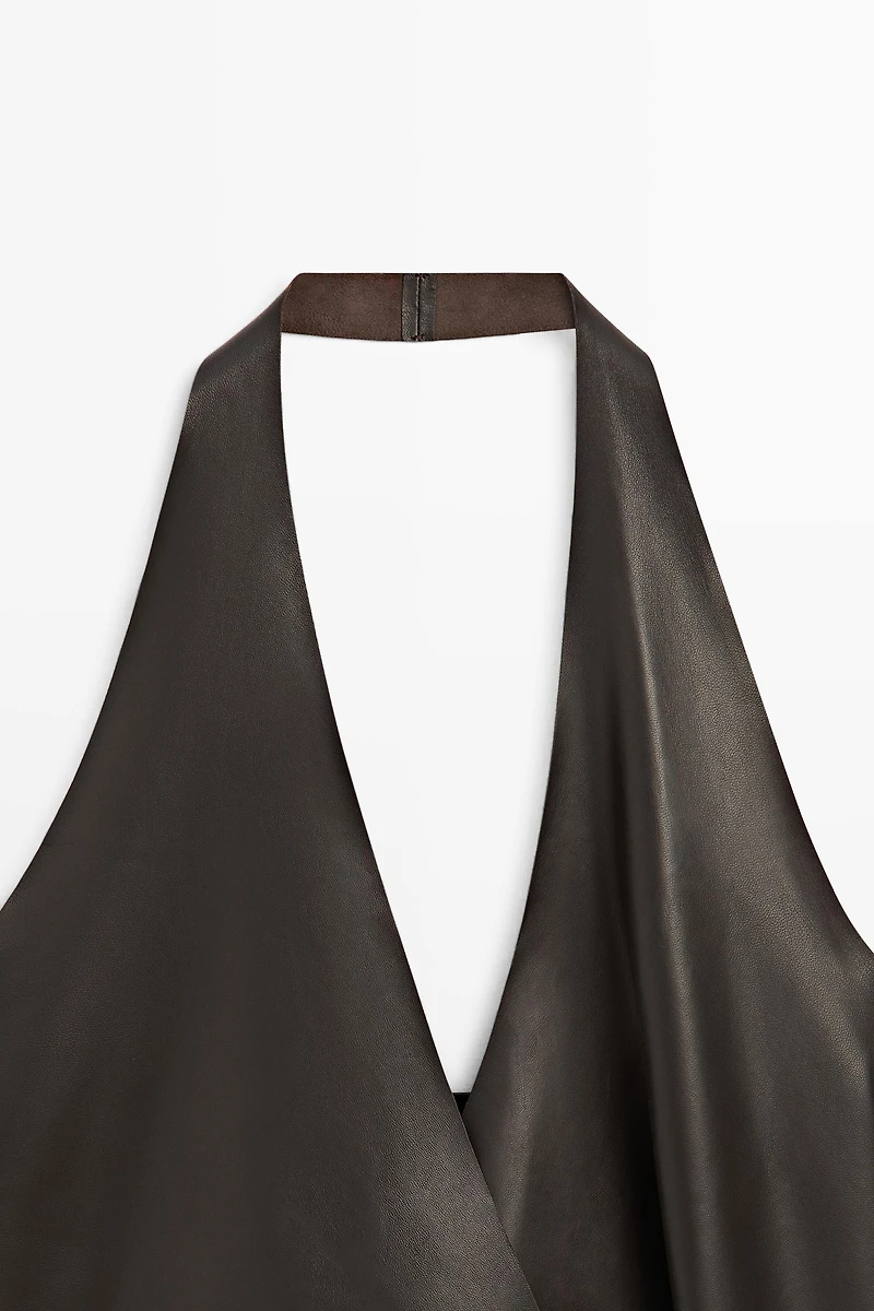 Nappa leather wrap top
