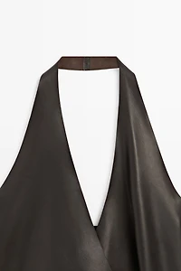 Nappa leather wrap top