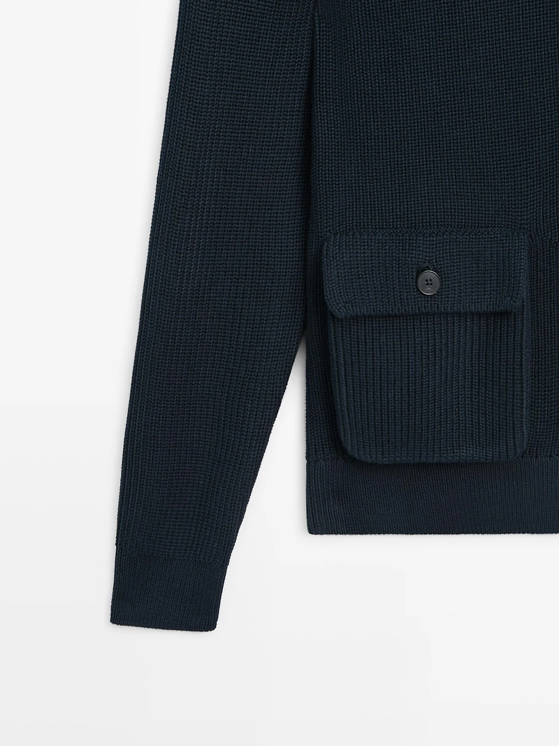 Cotton knit cardigan with pockets