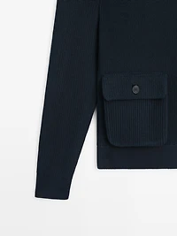 Cotton knit cardigan with pockets