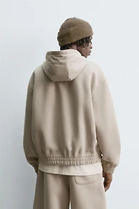 NEOPRENE EFFECT HOODIE ZIP-UP SWEATSHIRT