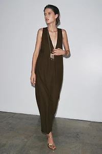 ZW COLLECTION LINEN BLEND MIDI DRESS