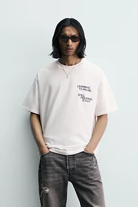 CONTRASTING TEXT PRINT T-SHIRT