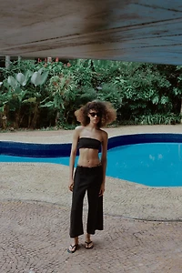 LINEN CULOTTES WITH WOVEN BELT