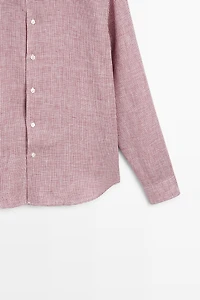 100% linen regular fit micro-checked shirt