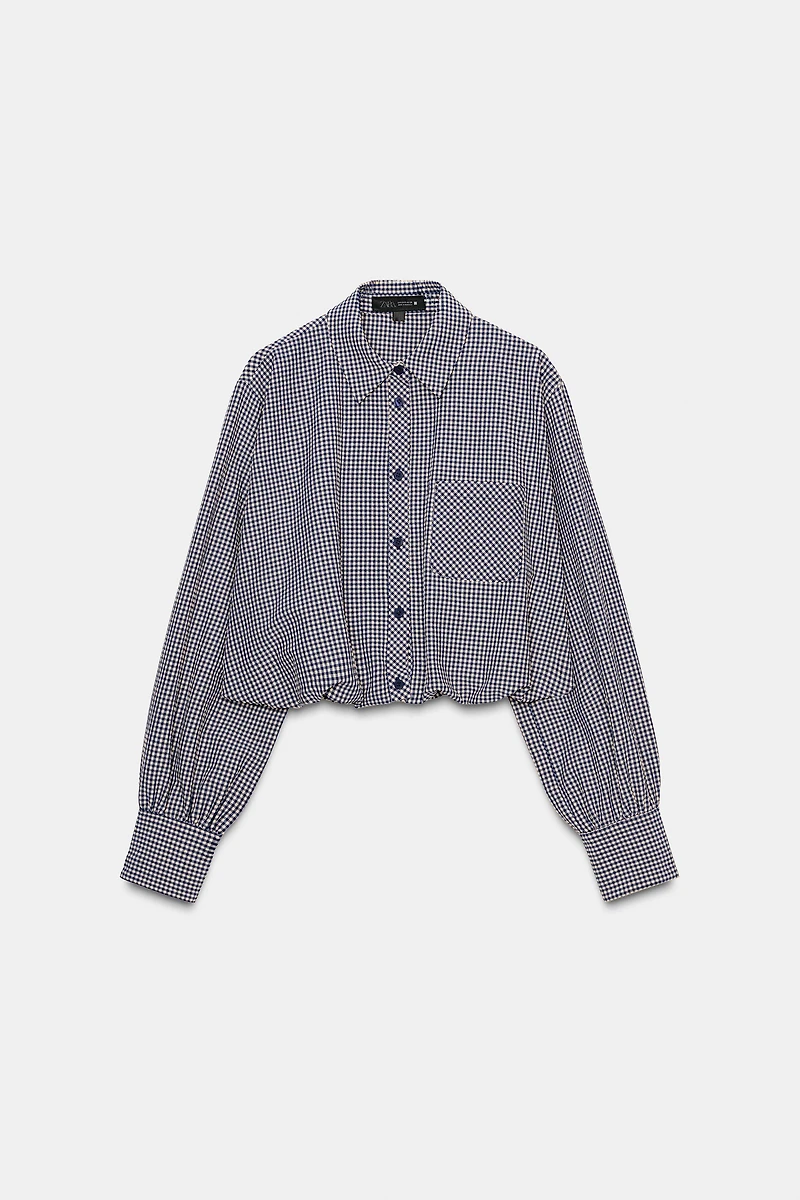 GINGHAM PRINT BALLOON SHIRT