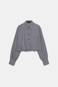 GINGHAM PRINT BALLOON SHIRT