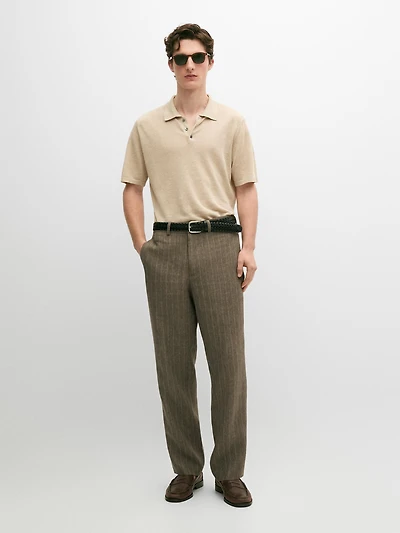 Pantalon à rayures en lin