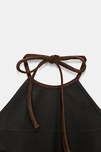 SHIMMER FAUX SUEDE FRINGE TOP