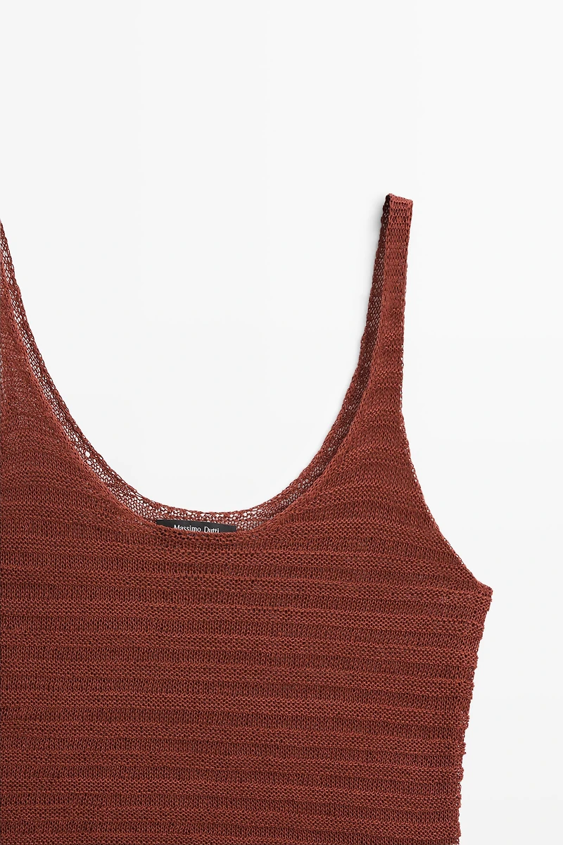 Textured knit strappy top