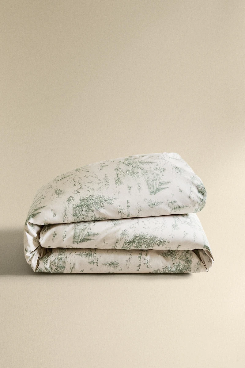 CHRISTMAS TOILE DE JOUY PERCALE DUVET COVER