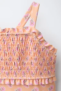1-6 ANS/ MAILLOT DE BAIN NID D'ABEILLE À FLEURS