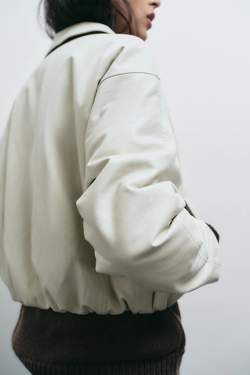 FAUX LEATHER BOMBER JACKET