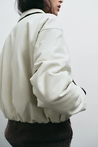 FAUX LEATHER BOMBER JACKET