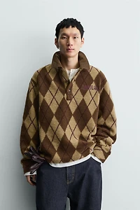 JACQUARD DIAMOND TEXTURE POLO SHIRT