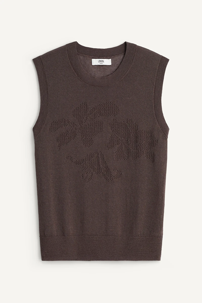 FLORAL JACQUARD KNIT VEST