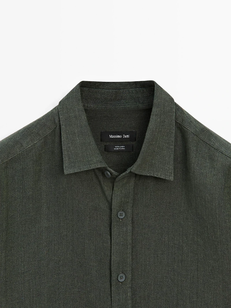 Regular fit faded linen shirt