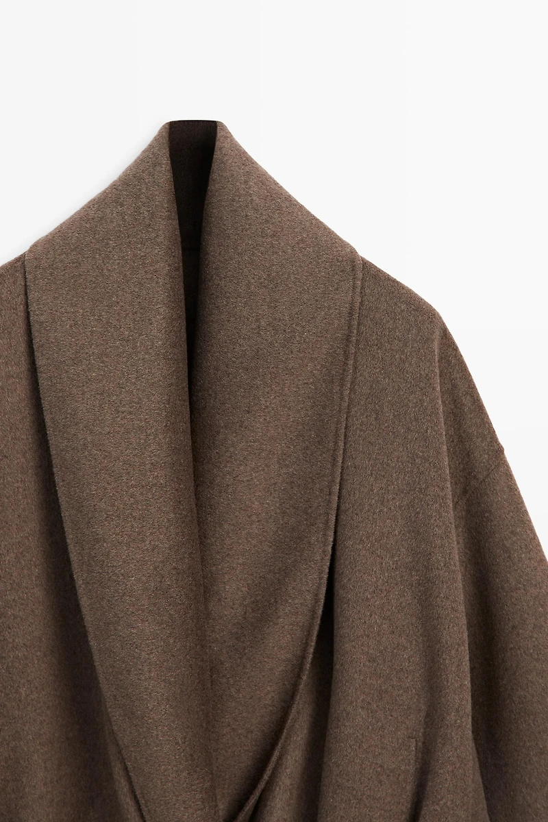 Wrap-style melange wool blend jacket