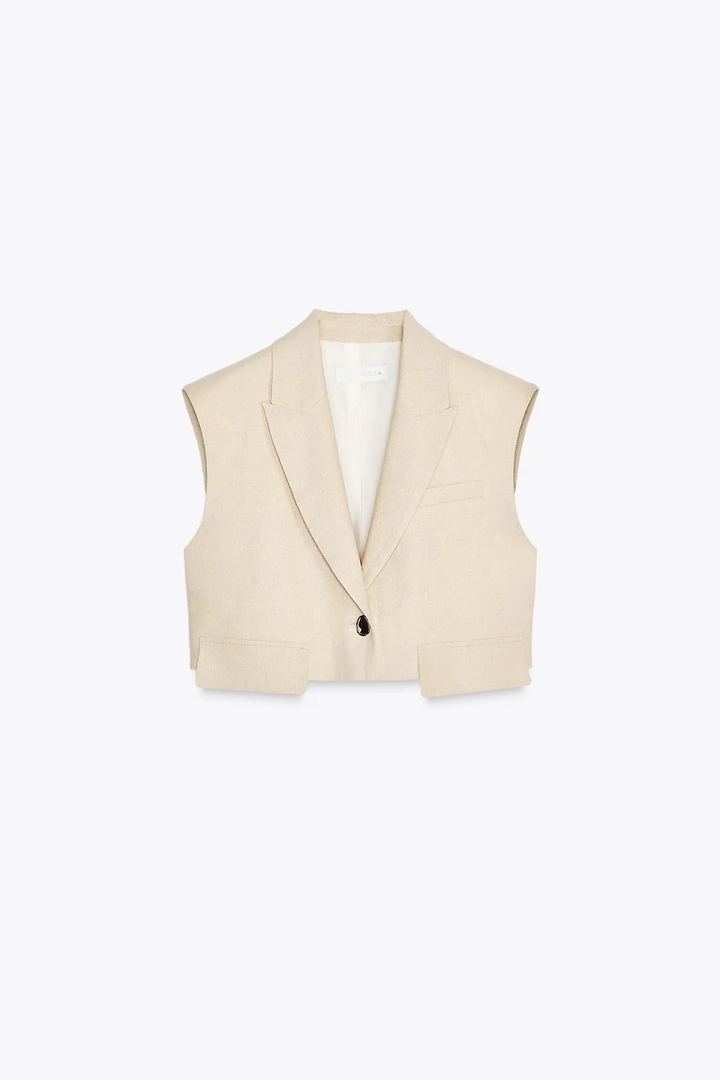 LINEN BLEND SHORT VEST