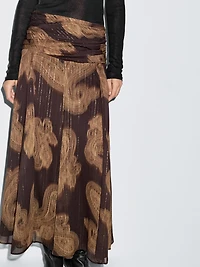 Flowing paisley print midi skirt