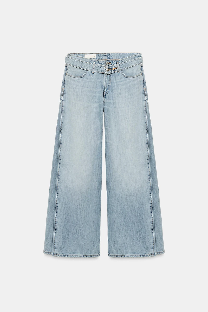 JEAN TRF TAILLE MI-HAUTE À CEINTURE ET PLIS
