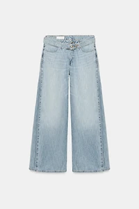 JEAN TRF TAILLE MI-HAUTE À CEINTURE ET PLIS